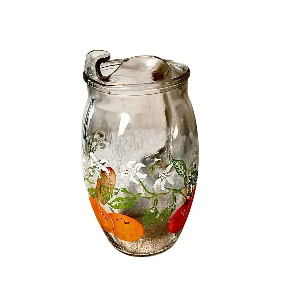 Vintage Orange Juice Glass Pitcher w/ Ice Lip ~ Retro 🍊
